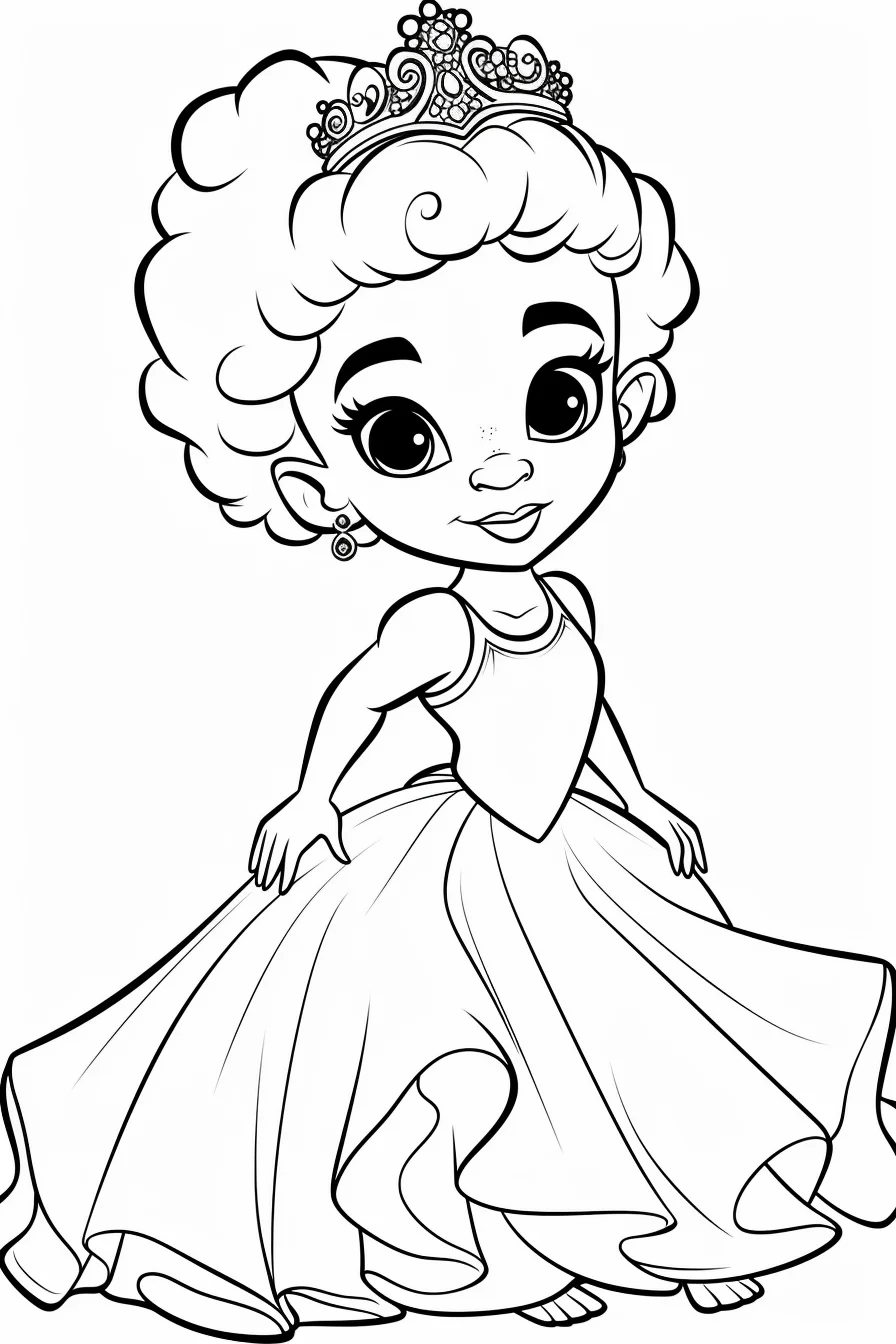 Cute African American Black Princess Coloring Pages Free Printable