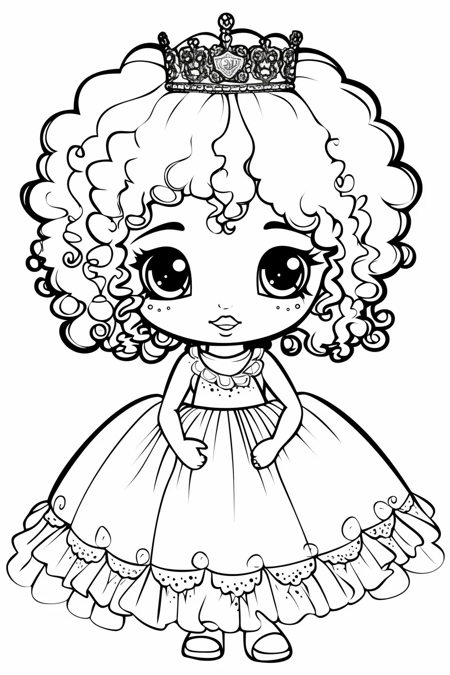 Cute African American Black Princess Coloring Pages Free