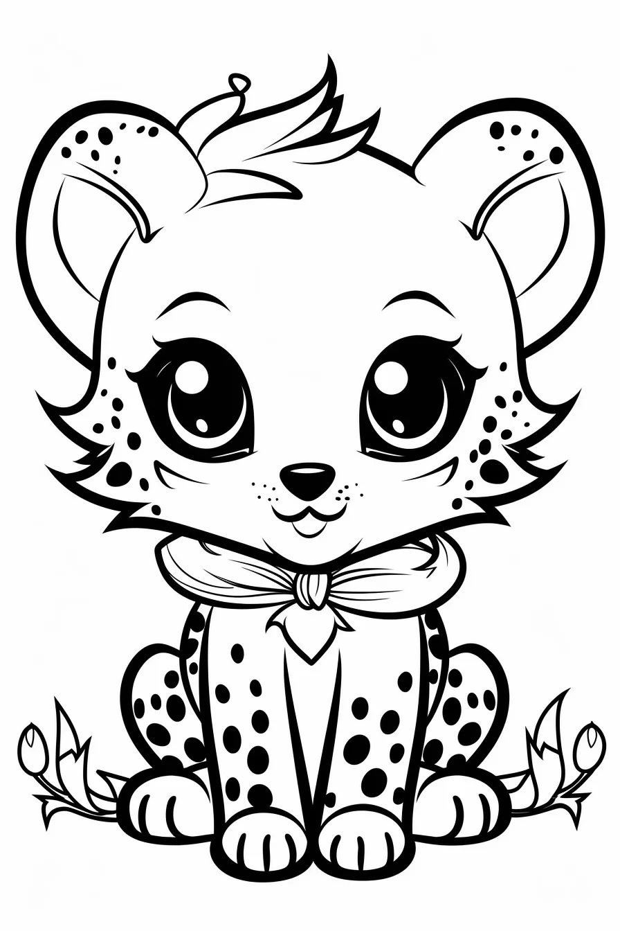 Cute Baby Cheetah Cub Coloring Page for Kids Free Printable