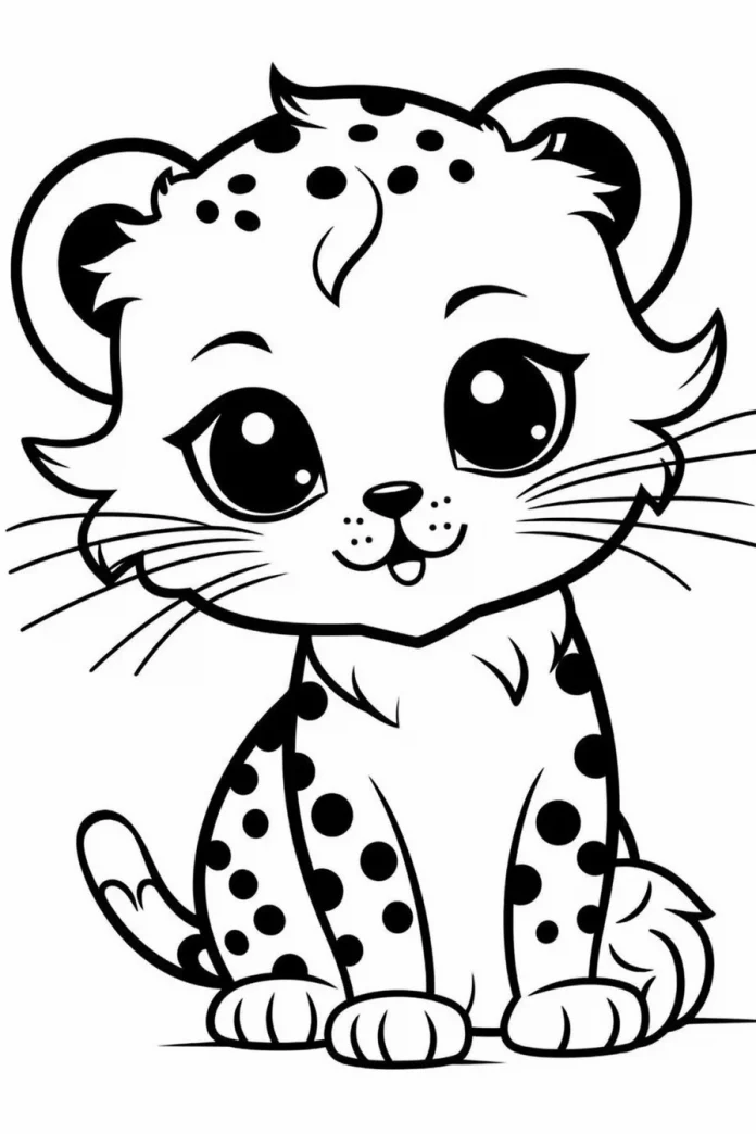 Cute Baby Cheetah Cub Coloring Pages for Kids Printable