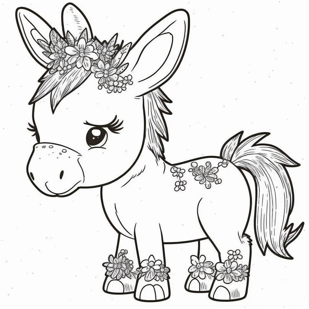 Cute Baby Donkey Coloring Page