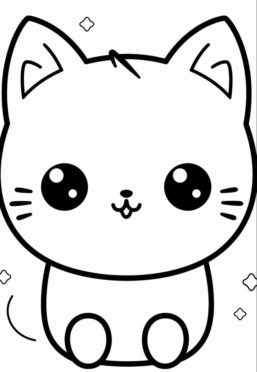 Cute Cat Kawaii Coloring Pages