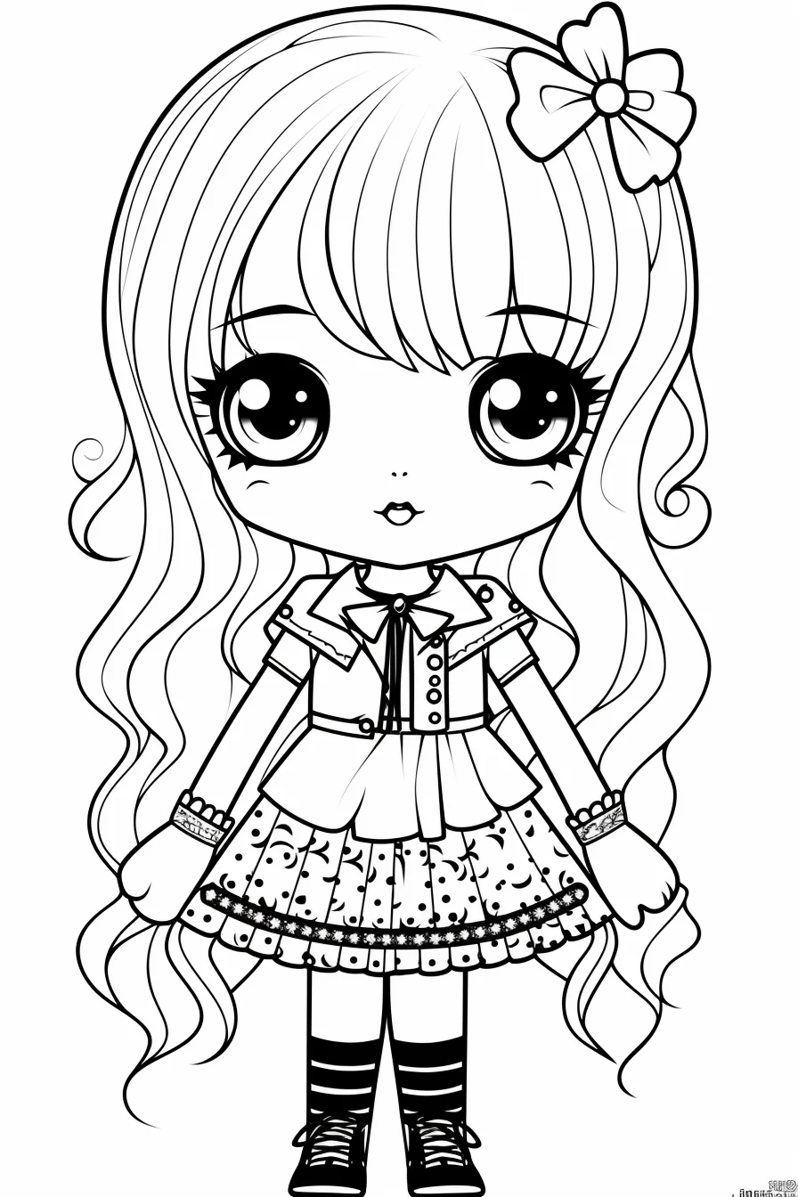 Cute Doll Coloring Page for Girls