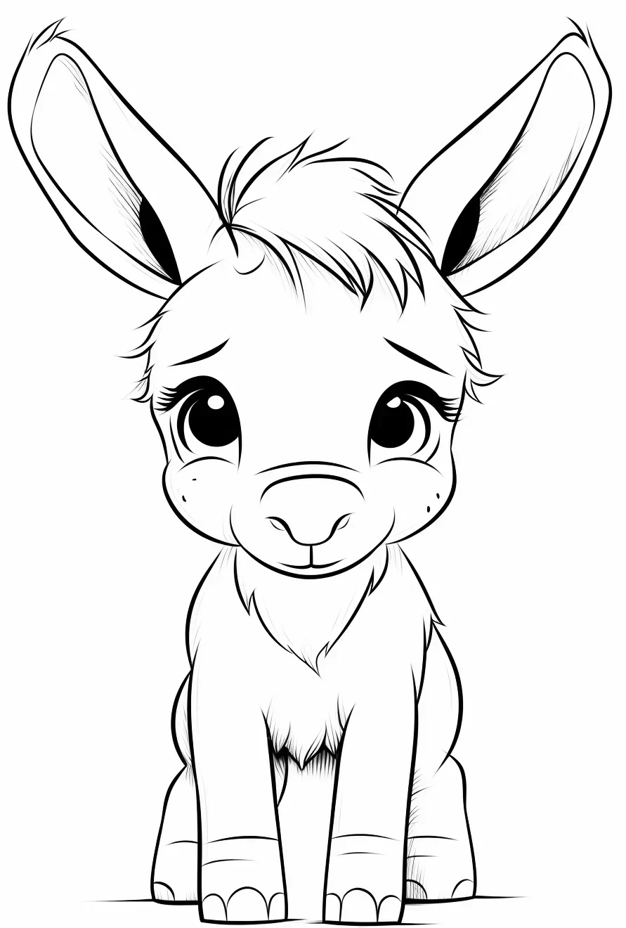 Cute Donkey Coloring Page