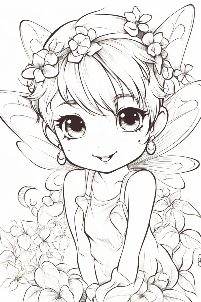 Cute Easy Disney Fairy Tinkerbell Coloring Pages for Kids