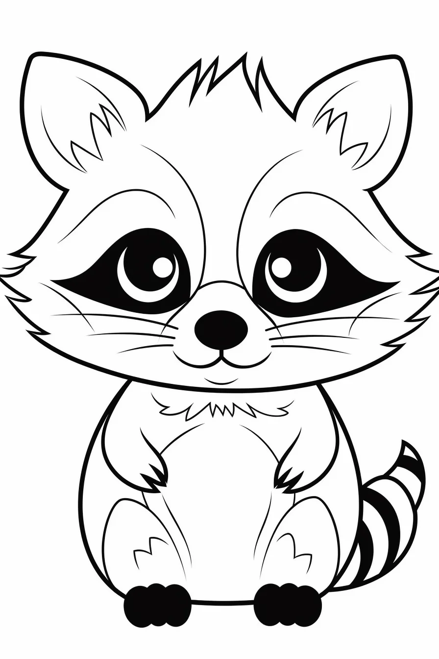 Cute Easy Raccoon Coloring Page