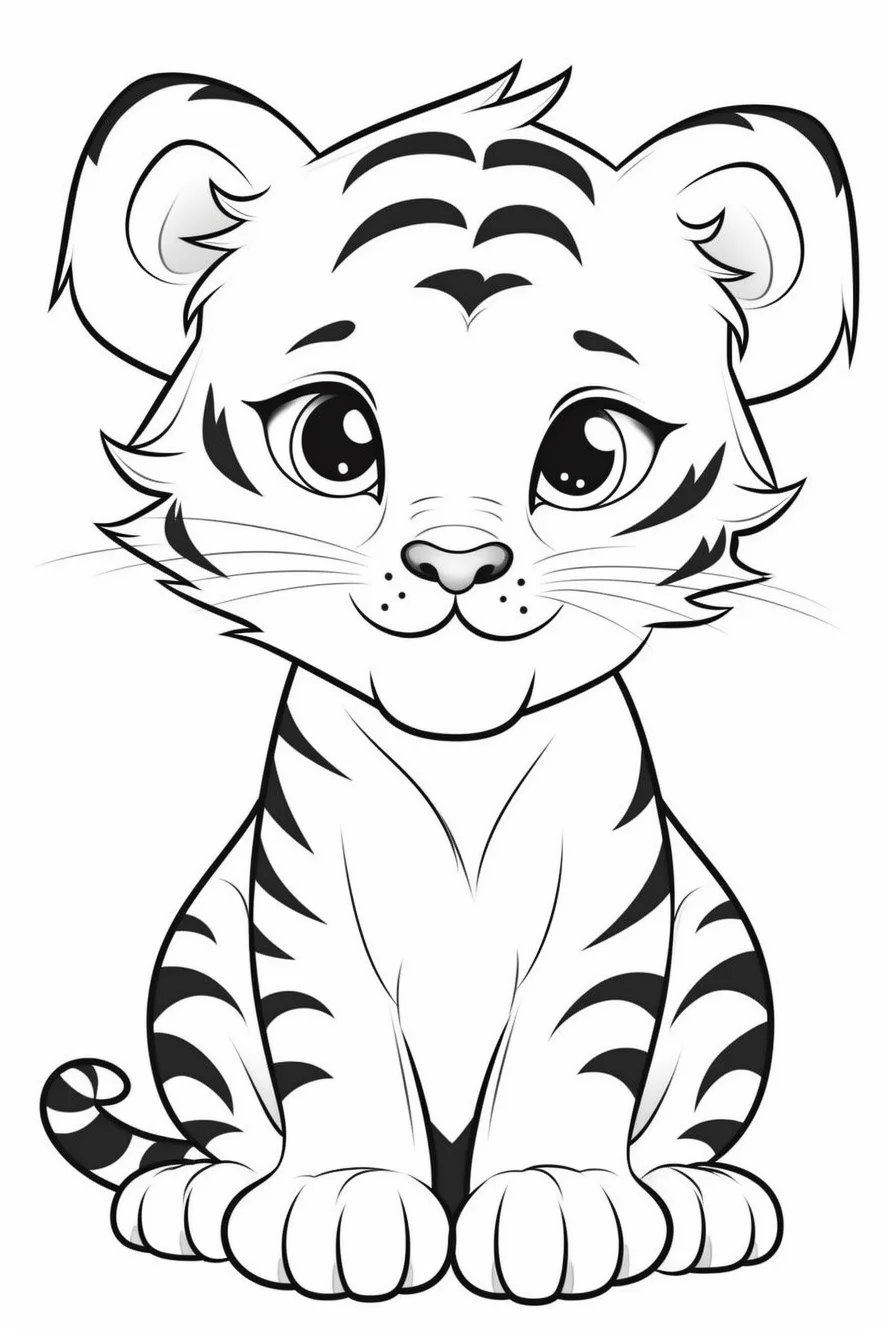 Cute Easy Tiger Coloring Pages