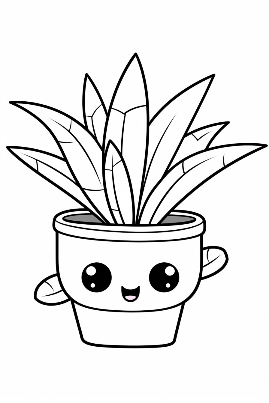 Cute Kawaii Plant Coloring Pages