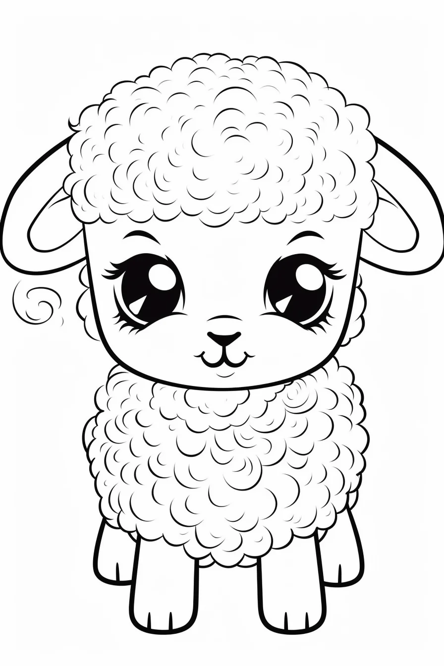 Cute Lamb Coloring Page