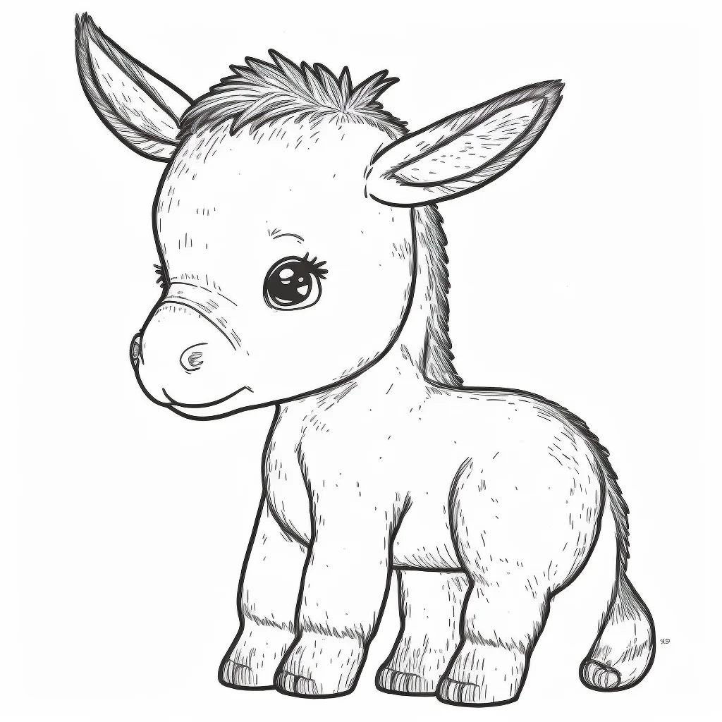 Cute Printable Donkey Coloring Page