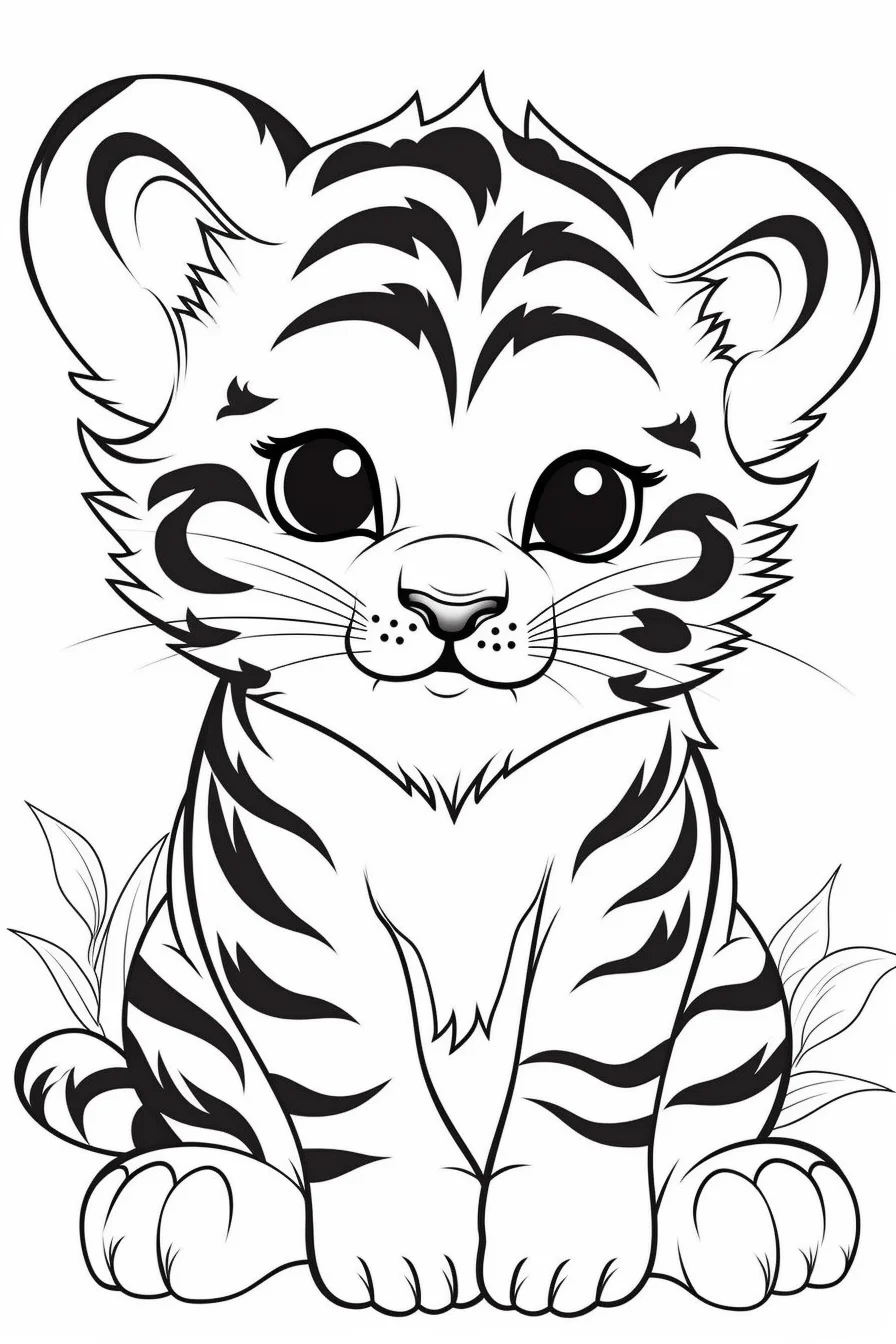 Cute Printable Tiger Coloring Pages