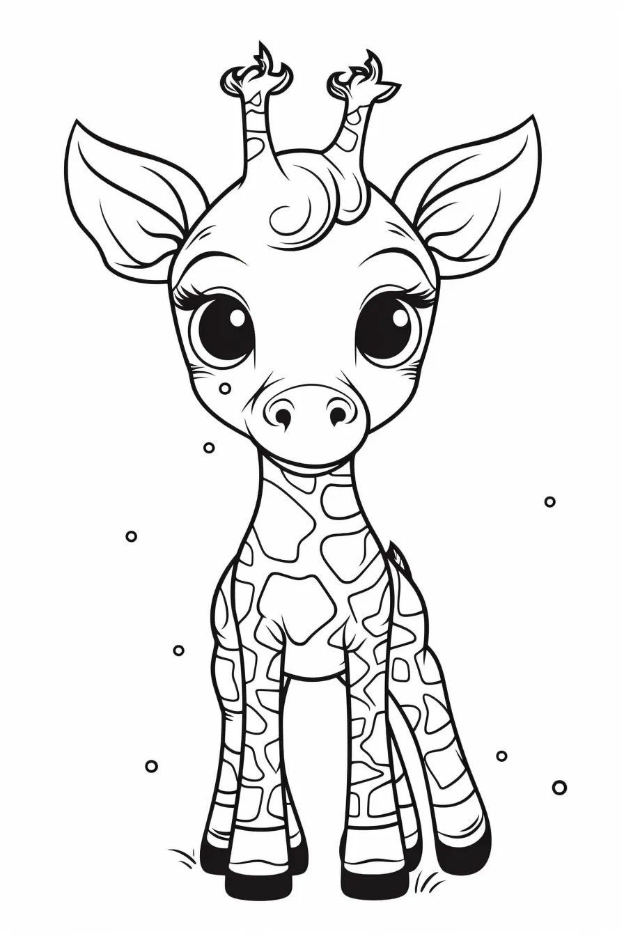 Cute Realistic Giraffe Coloring Pages