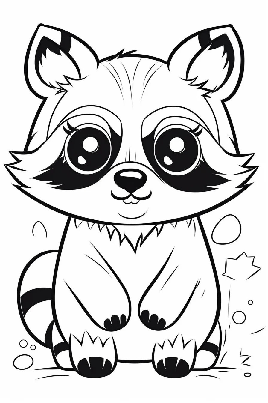 Cute Realistic Raccoon Coloring Page