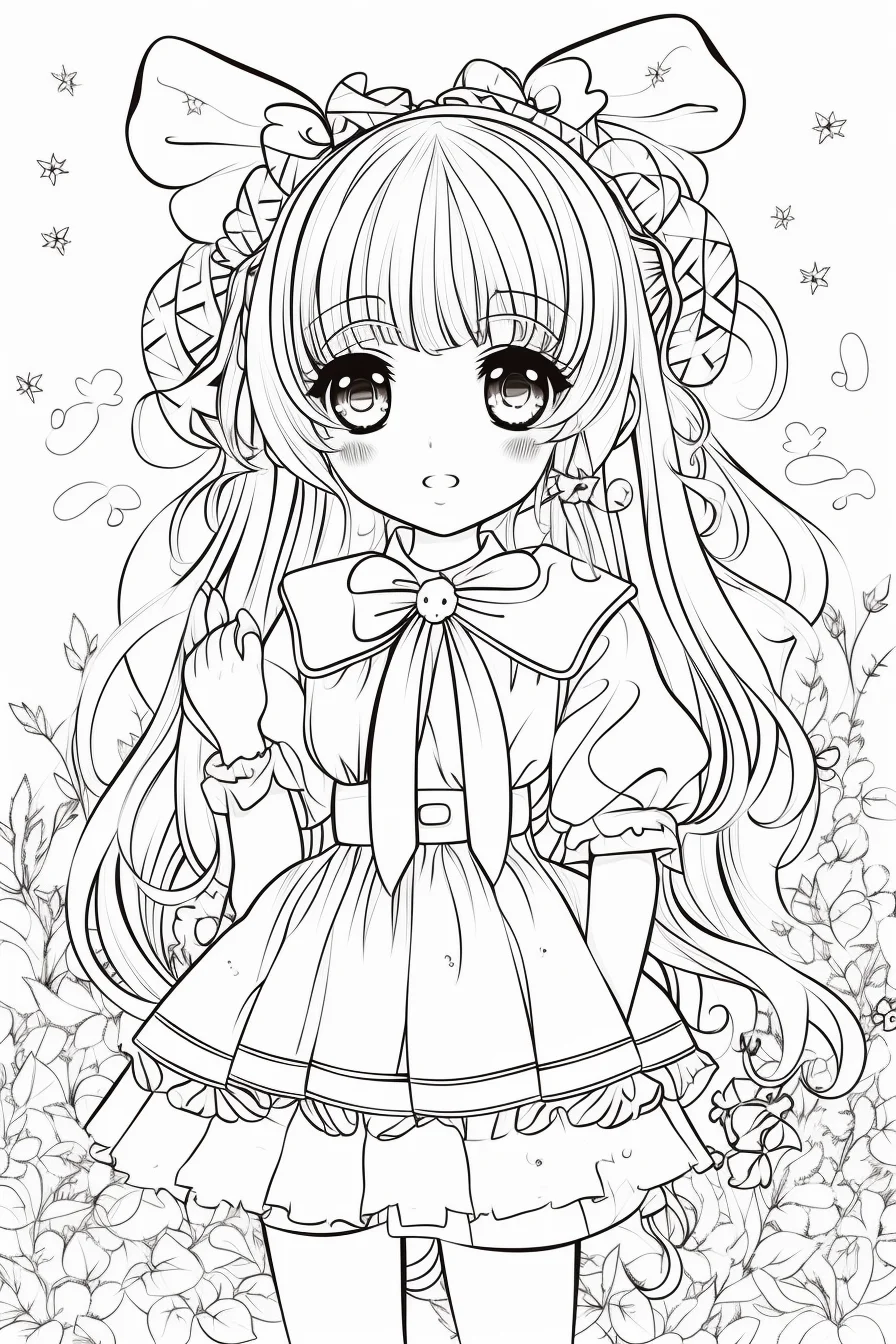 Cute anime girl coloring pages free printable
