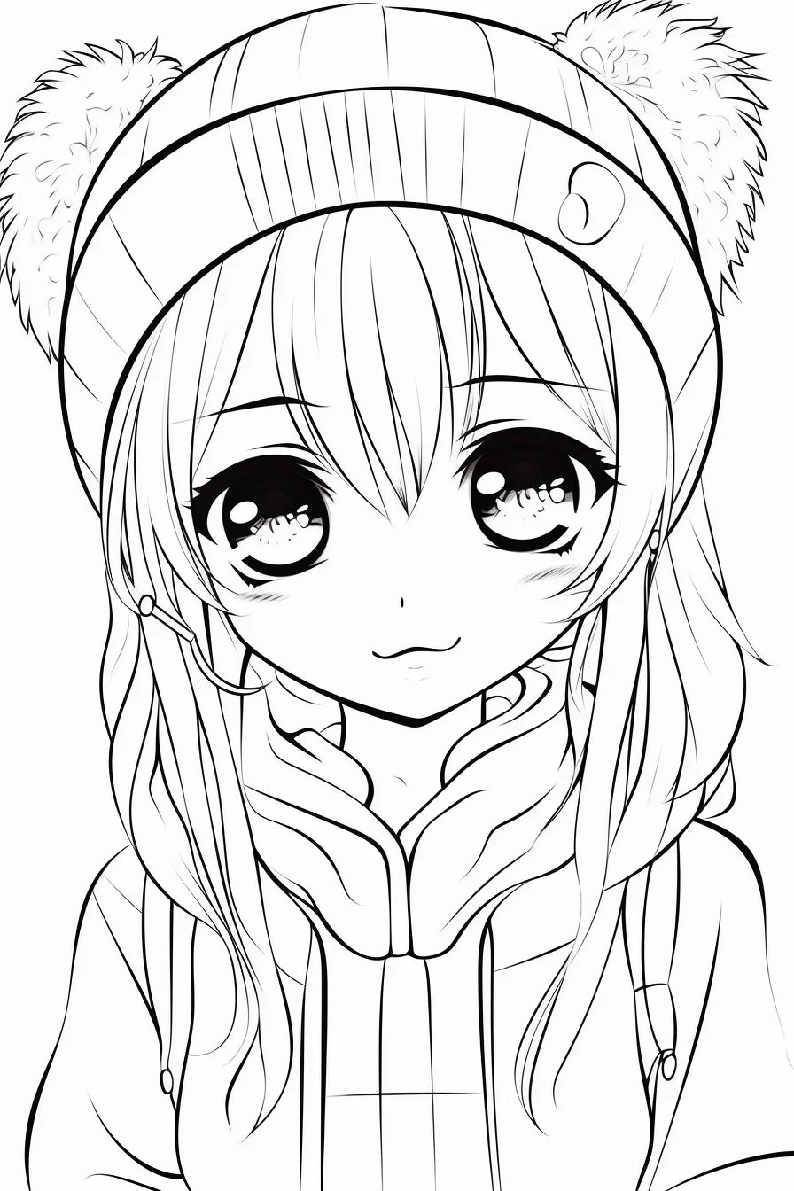 Cute anime girl coloring pages free