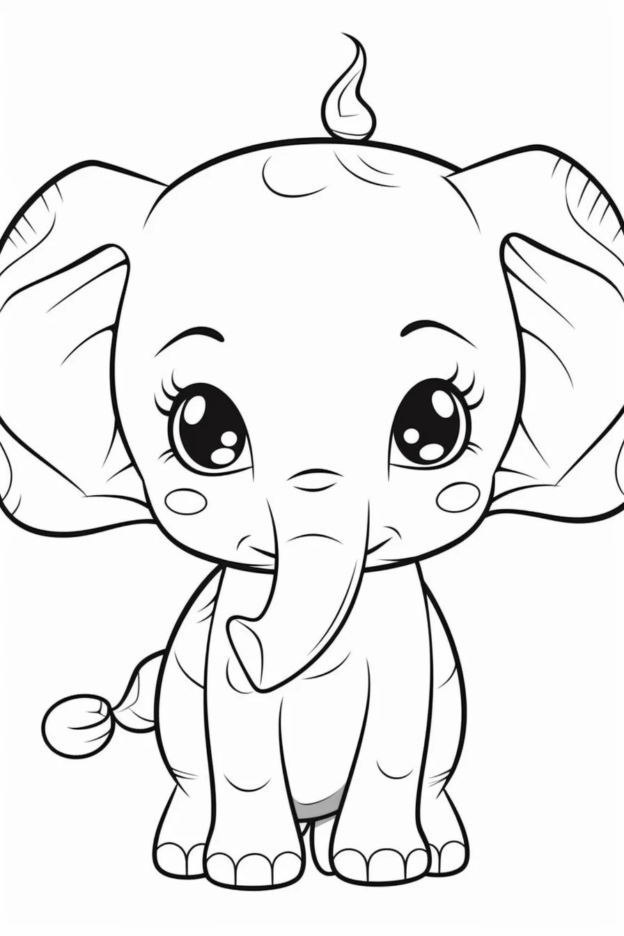 Cute baby elephant coloring pages for kids
