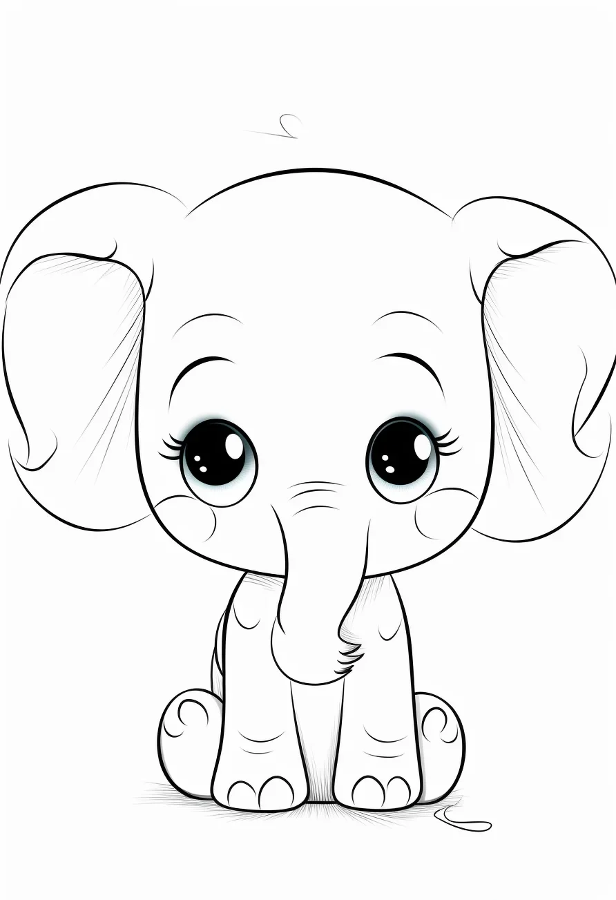 Cute baby elephant coloring pages free printable