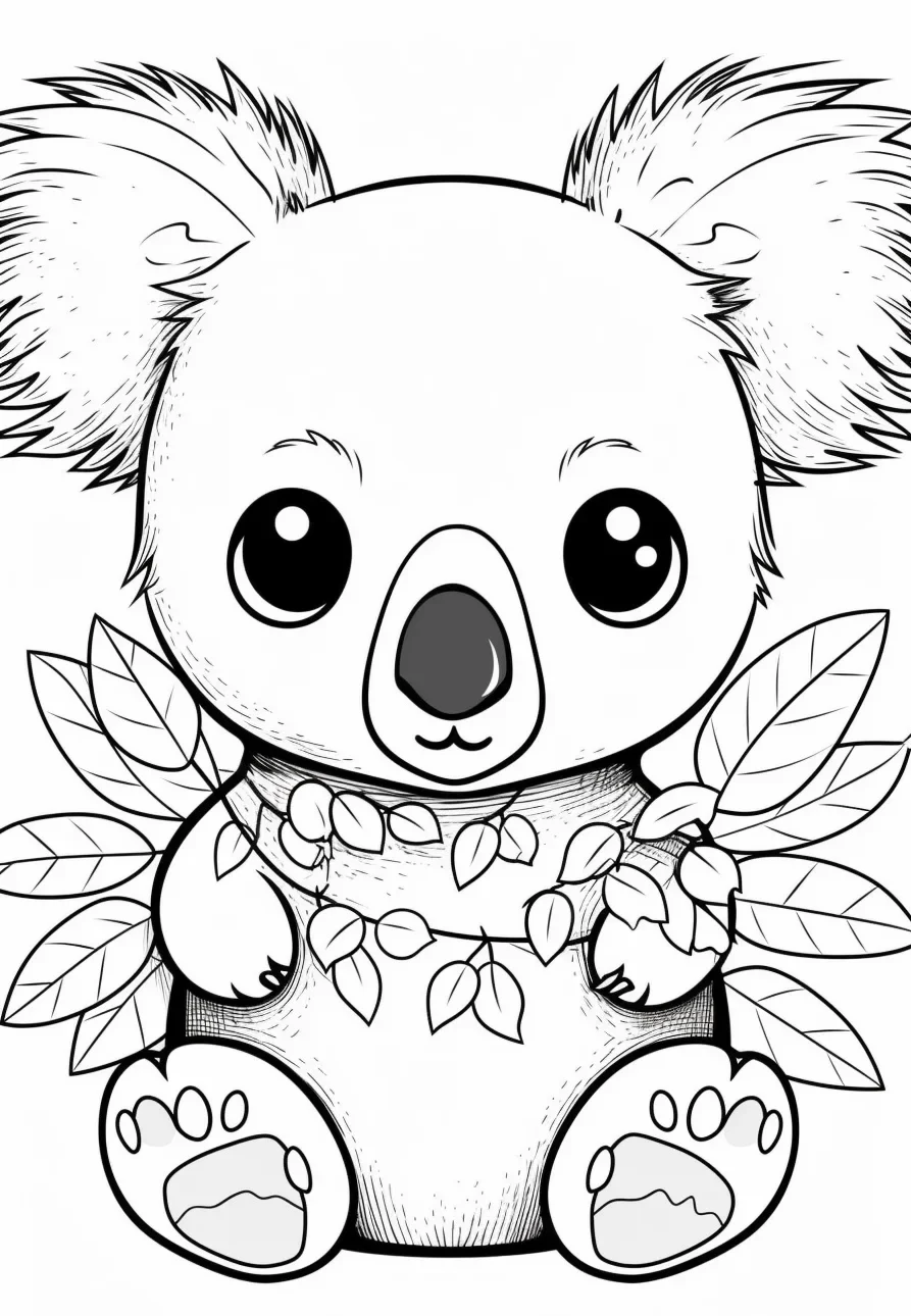 Cute baby koala coloring pages