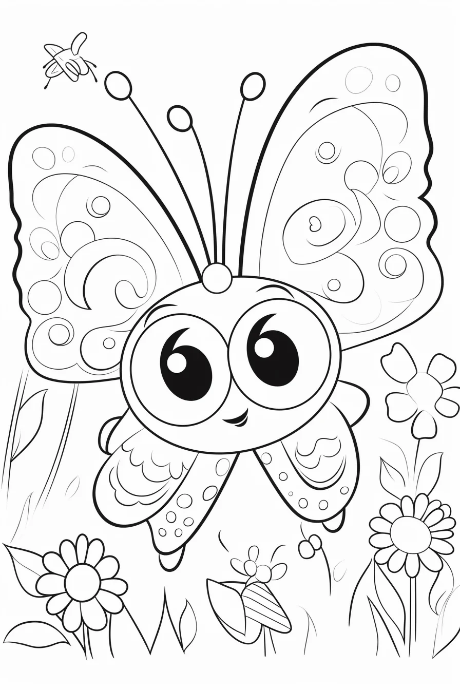 Cute butterfly spring coloring pages