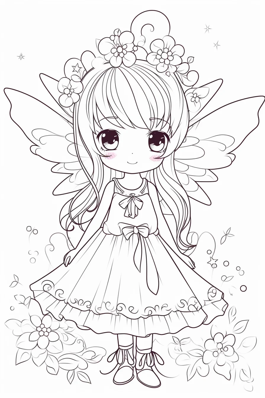 Cute easy fairy coloring pages