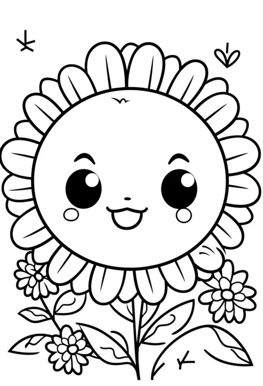 Cute flower coloring pages for kids