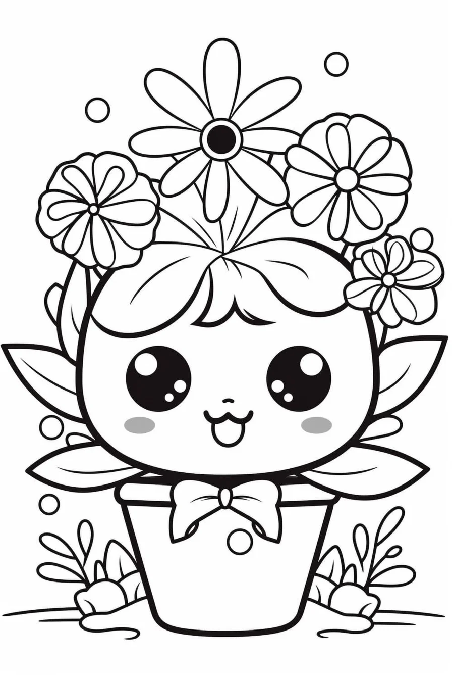 Cute flower spring coloring pages