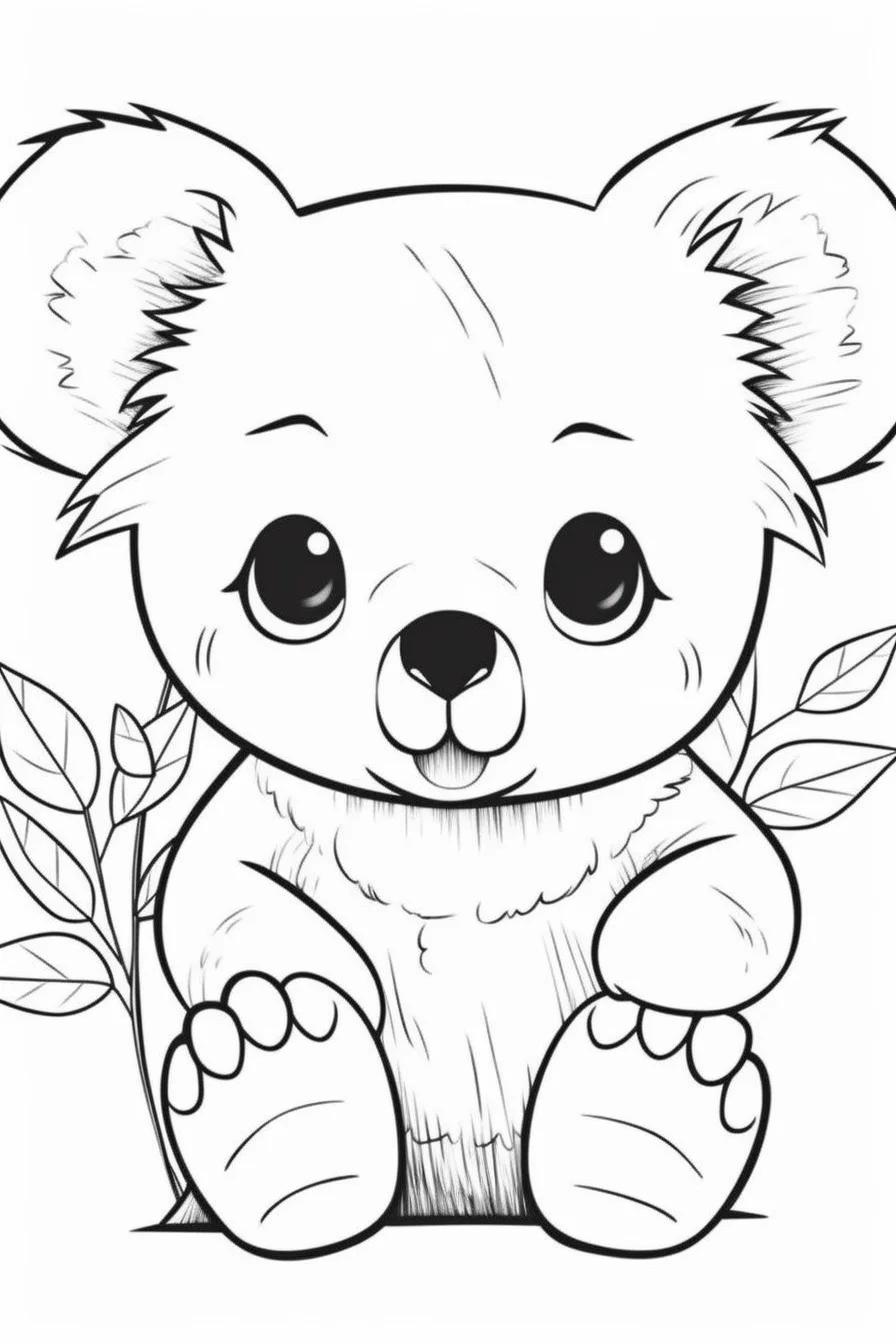 Cute kawaii koala coloring pages