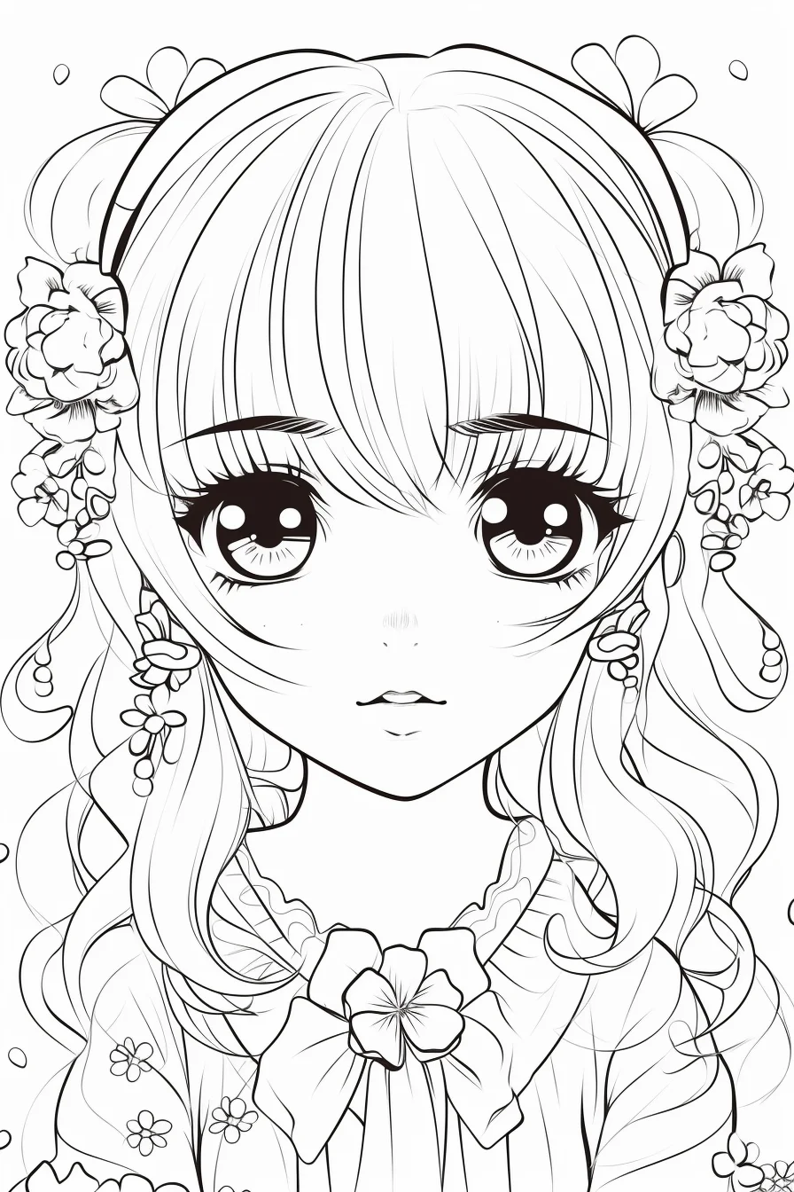 Cute long hair girl coloring pages