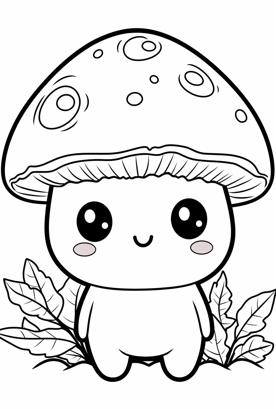 Cute mushroom coloring page