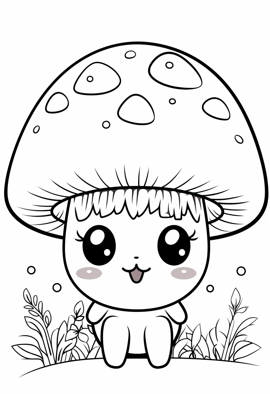 Cute mushroom coloring pages for kids free printable