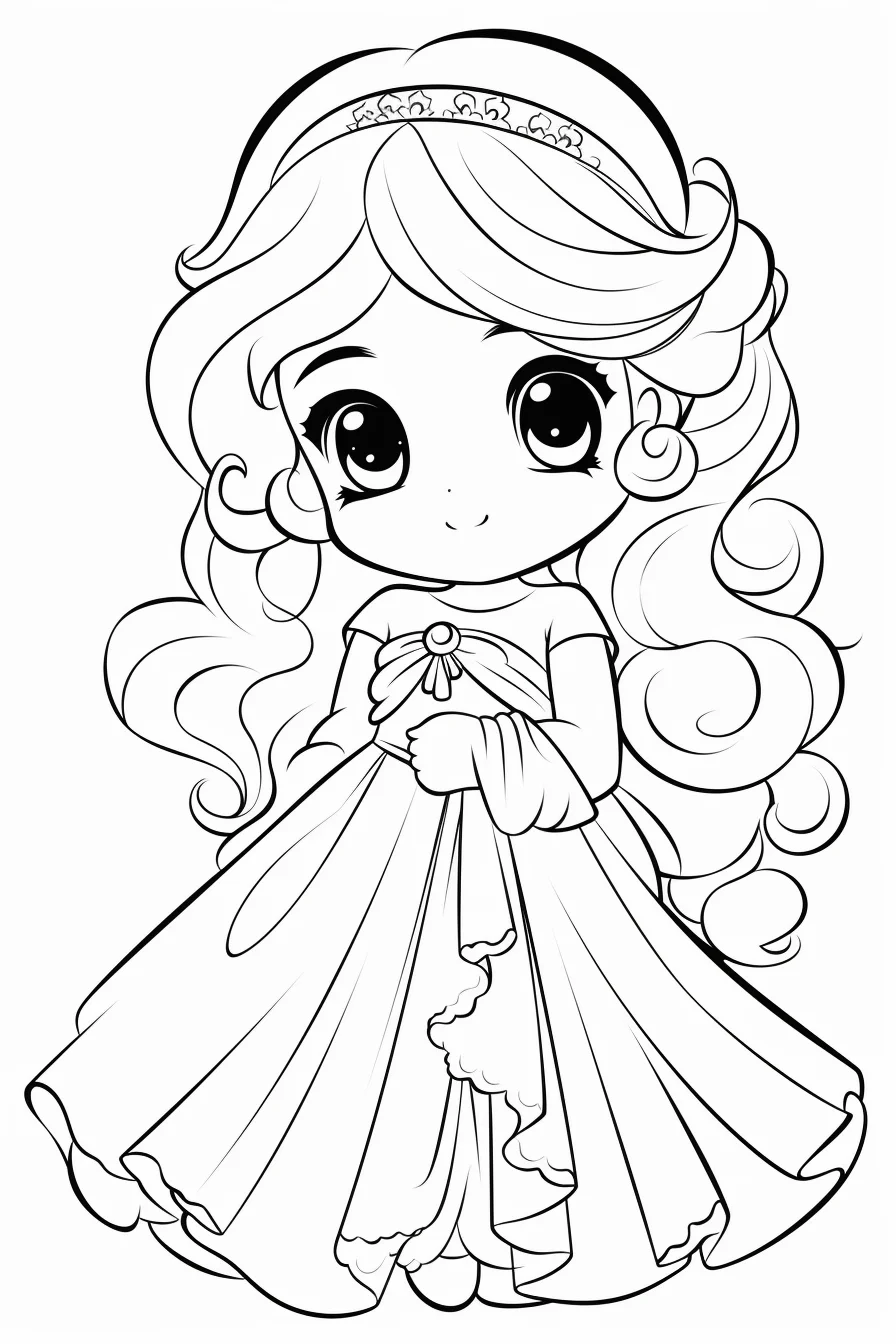 Cute princess coloring sheets easy