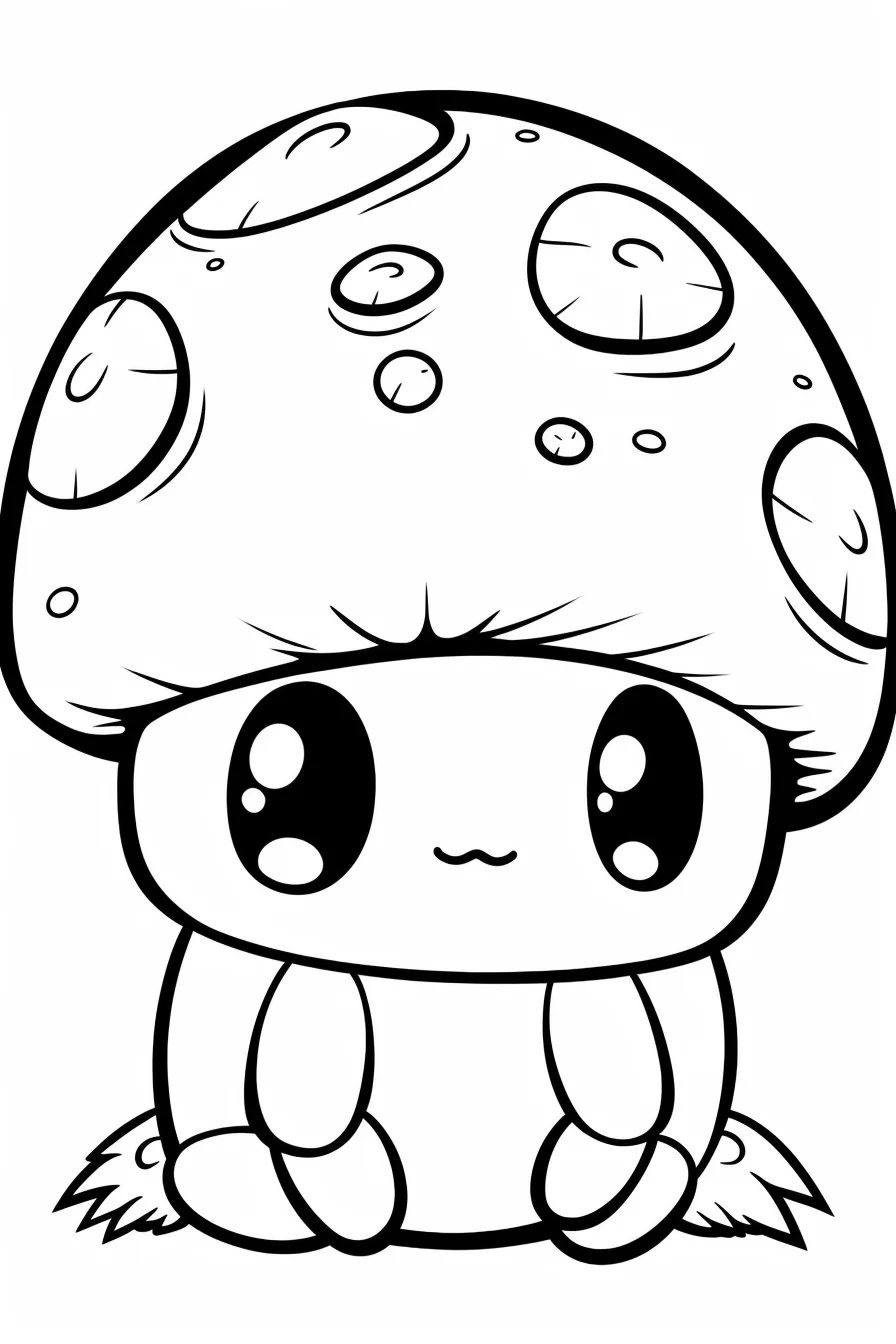 Cute simple mushroom coloring page