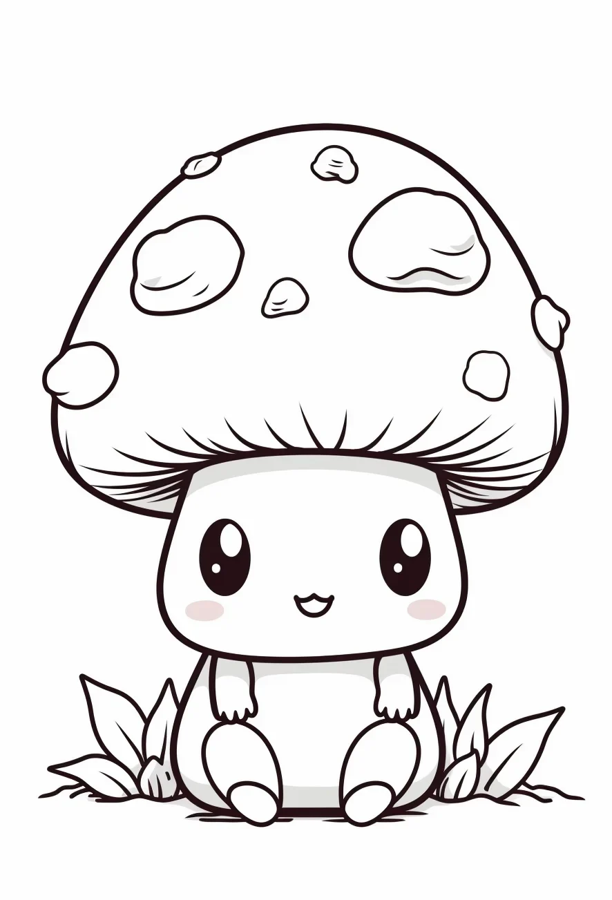Cute simple mushroom coloring pages for kids