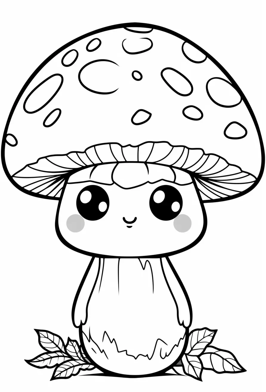Cute simple mushroom coloring pages for kids free