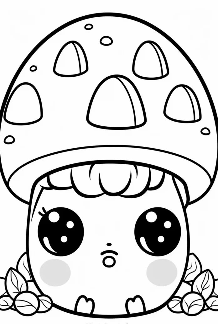 Cute simple mushroom coloring pages for kids free printable