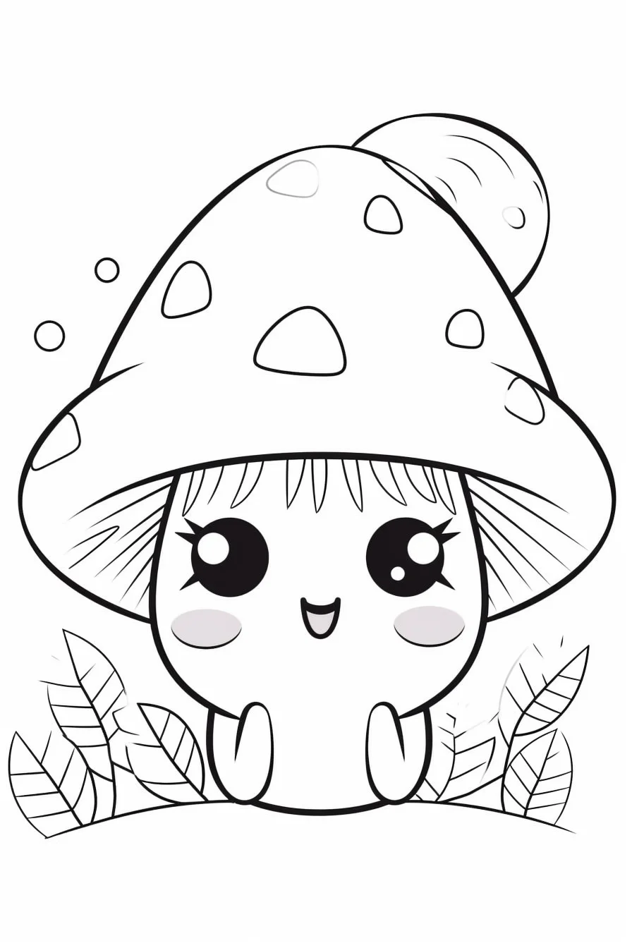 Cute simple mushroom coloring pages for kids printable