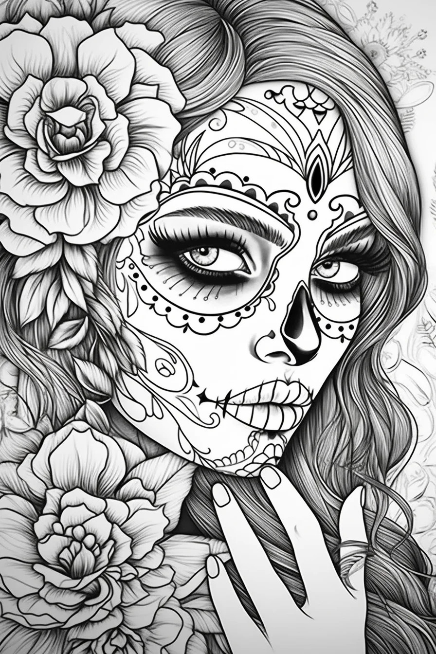 Day of the dead coloring pages for teens