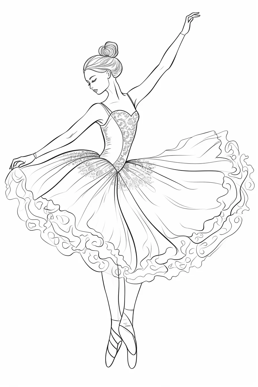 Detailed ballerina coloring pages for adults