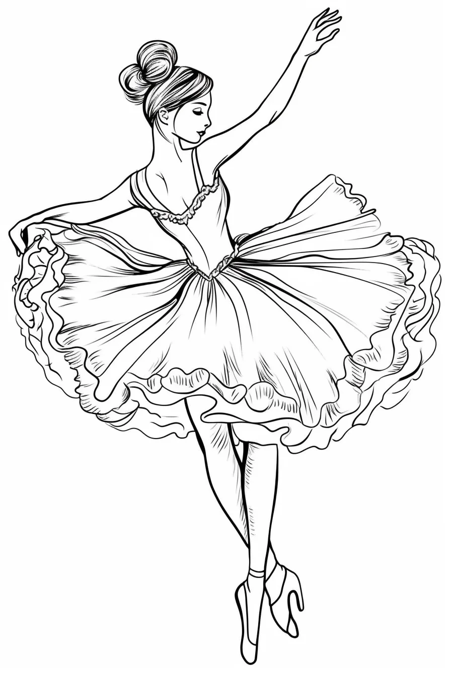 Detailed ballerina coloring pages