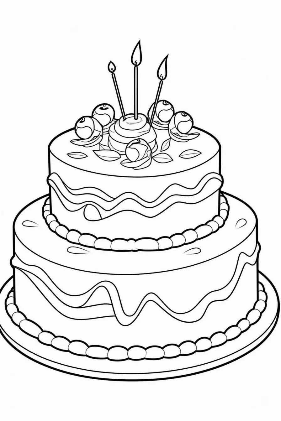 Detailed cake coloring pages