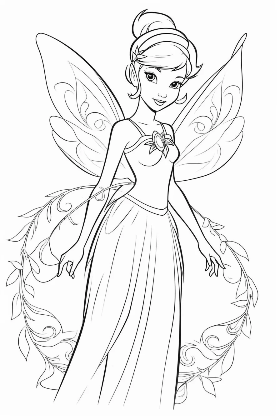 Disney Fairy Tinkerbell Coloring Pages Free Printable