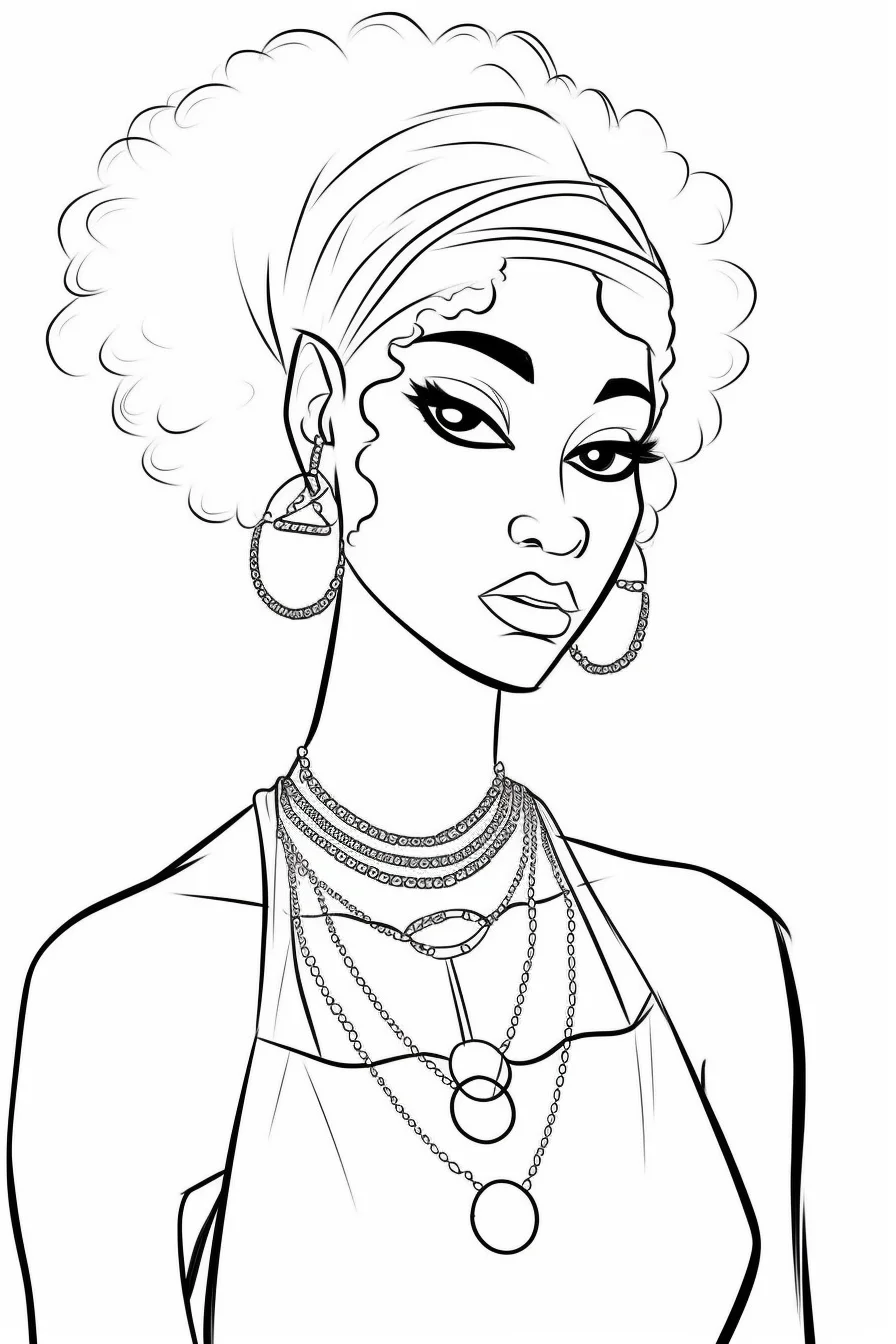 Easy African American Black Princess Coloring Pages Free Printable