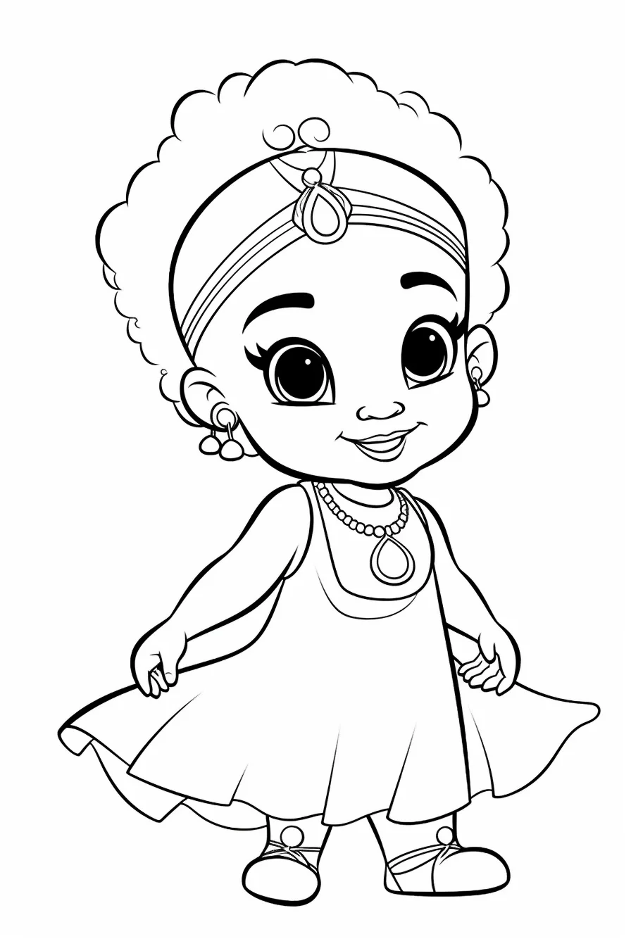 Easy African American Black Princess Coloring Pages Free Printable