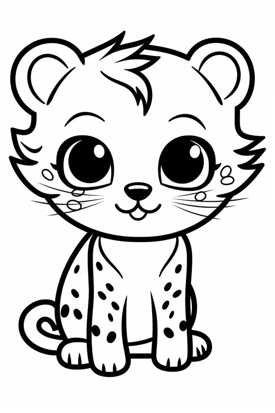 Easy Baby Cheetah Cub Coloring Pages for Kids Free Printable