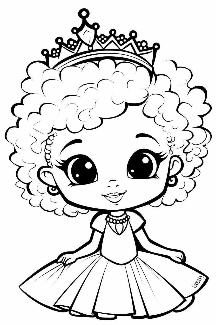 Easy Cute African American Black Baby Princess Coloring Pages Free Printable