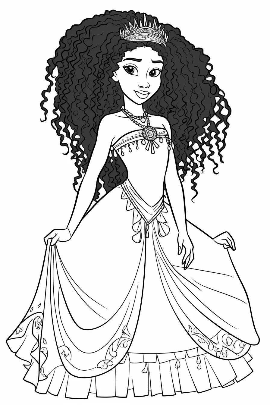 Easy Cute African American Black Princess Coloring Pages Free Printable