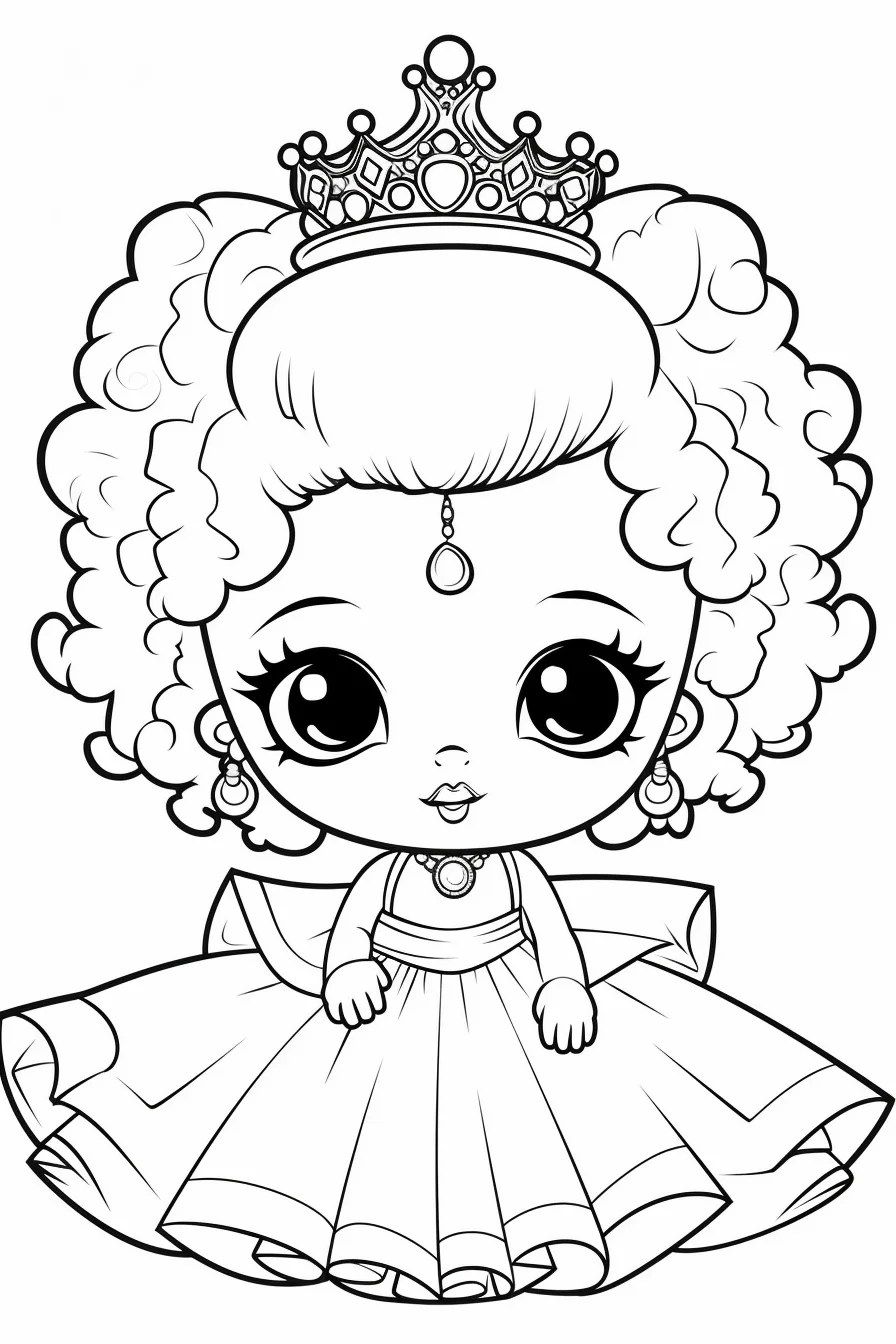 Easy Cute African American Black Princess Coloring Pages Printable