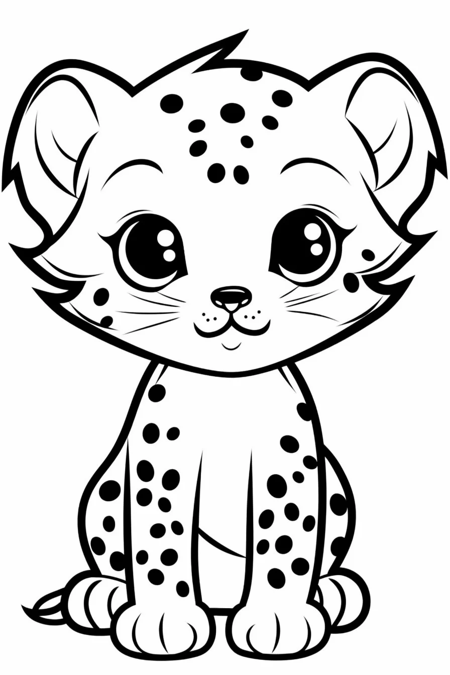 Easy Cute Baby Cheetah Coloring Pages for Kids Free Printable