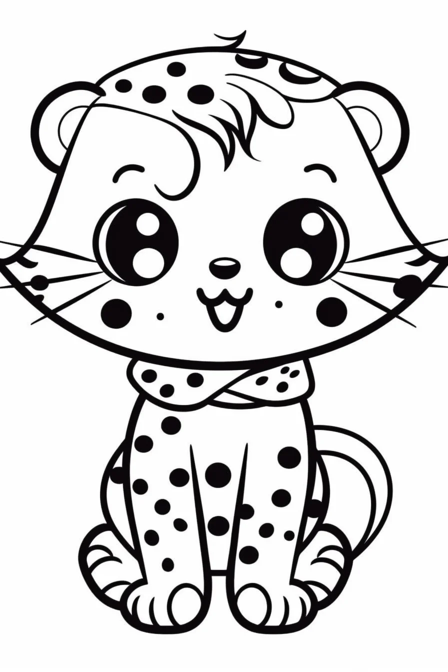 Easy Cute Baby Cheetah Cub Coloring Page Free Printable