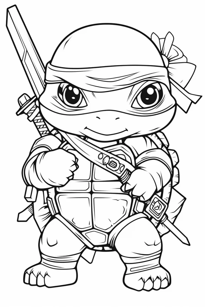 Easy Cute Baby Ninja Turtles Coloring Pages